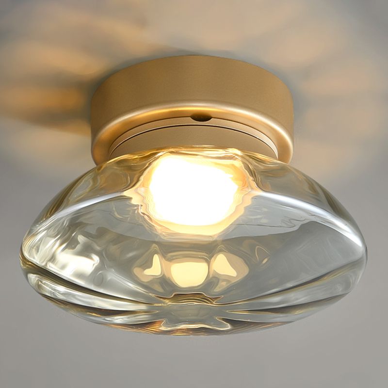 Plafonnier semi-encastré moderne, éclairage de plafond simple en verre pour balcon