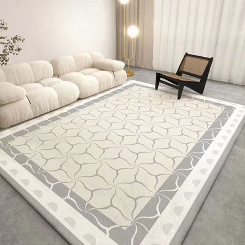 Apricot Modern Rug Pattern Polyester Rug Washable Rug for Drawing Room