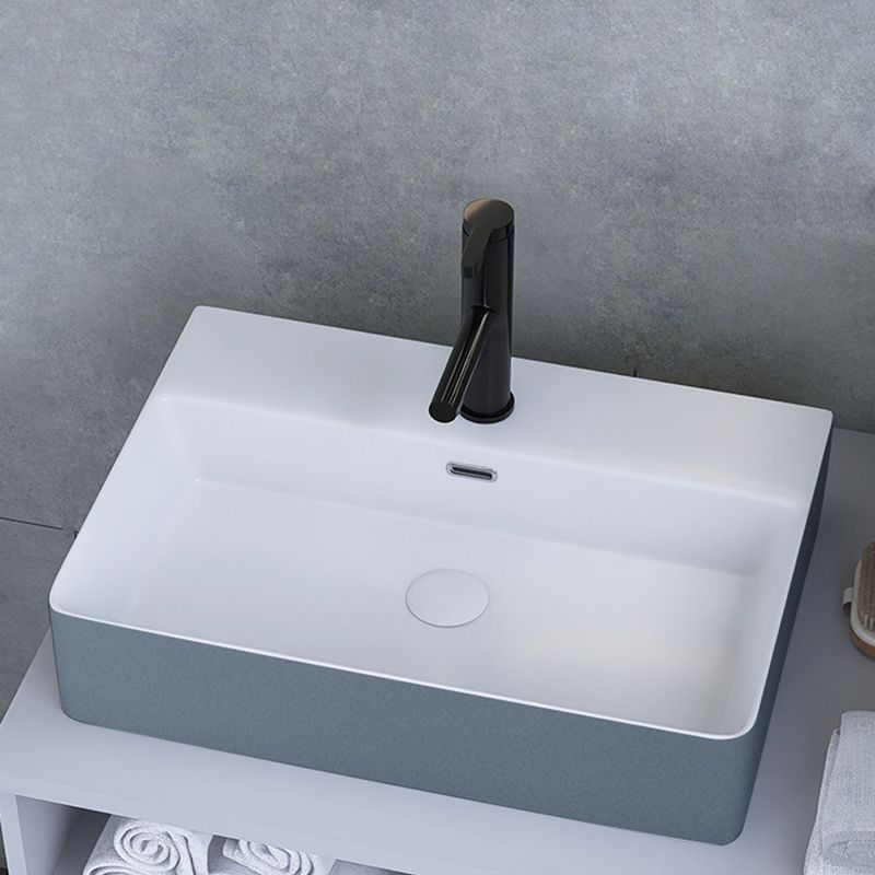 Modern Style Trough Bathroom Sink Rectangle Ceramic Trough Bathroom Sink