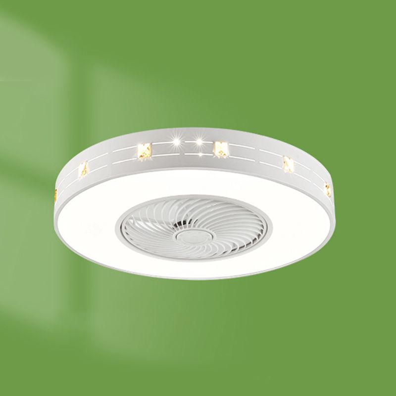 Unsichtbarer, trommelförmiger Lüfterlicht Kit Nordische Acryl weiße LED Semi Flush Light für Schlafzimmer