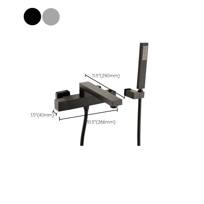 Modern Tub Spouts Copper Wall Mounted with Hand Shower and Knob Handles Tub Filler