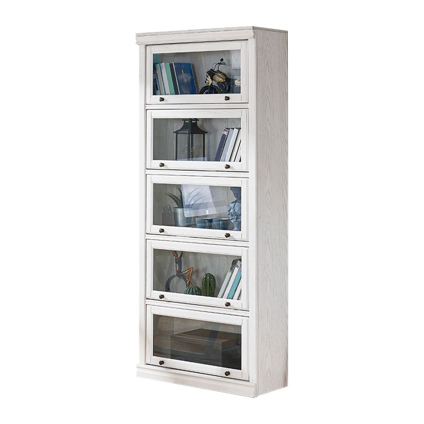 Modern Standard Bookcase Wooden White Bookshelf with Cabinets