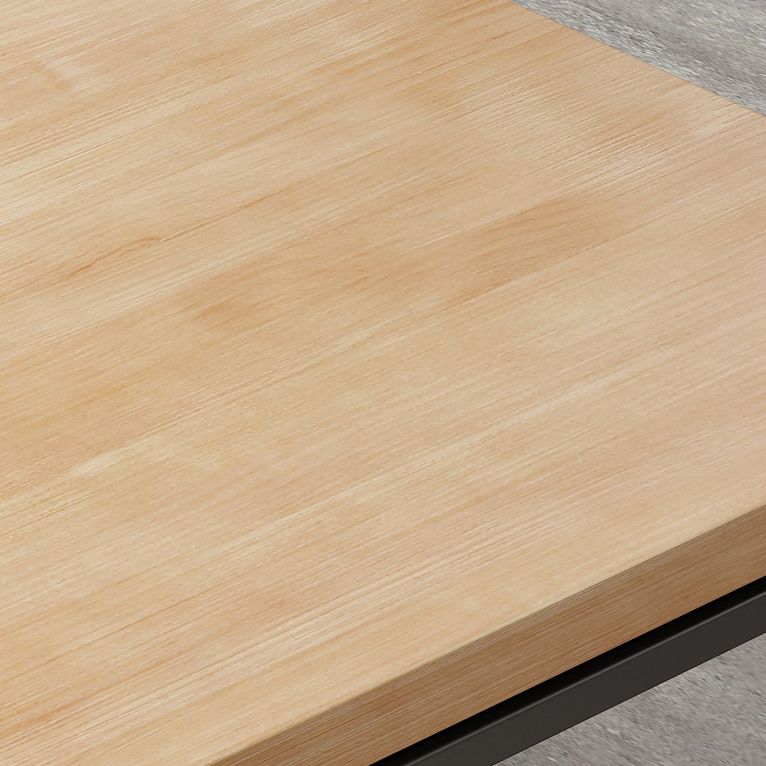 Solid Wood Dining Table Square Industrial Dining Table with Metal Base