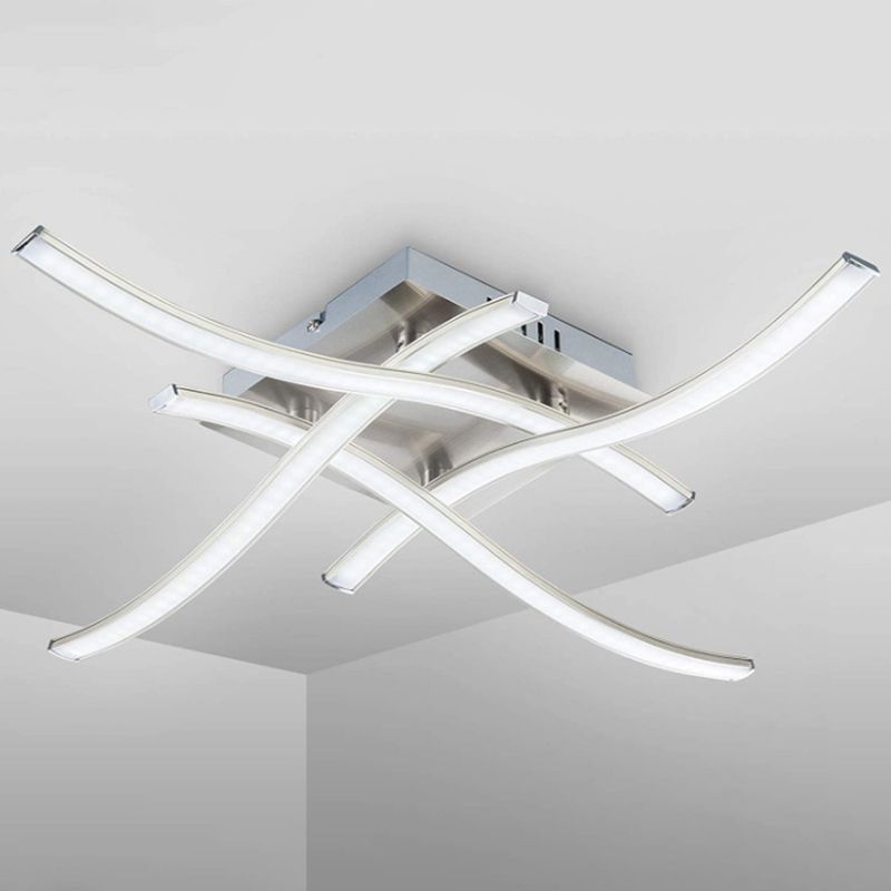 Curved Aluminum Semi Flush Light Fixture Modern LED Chrome Semi Flush Ceiling Light