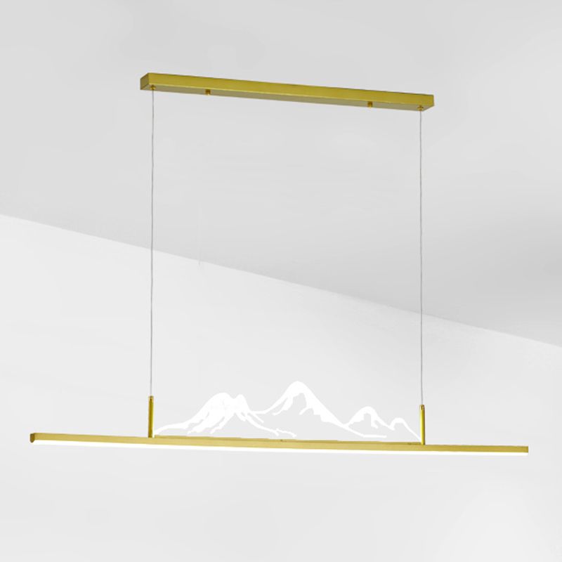 Luz de metal lineal lámpara de luz contemporánea 1 luz colgante de cocina ligera