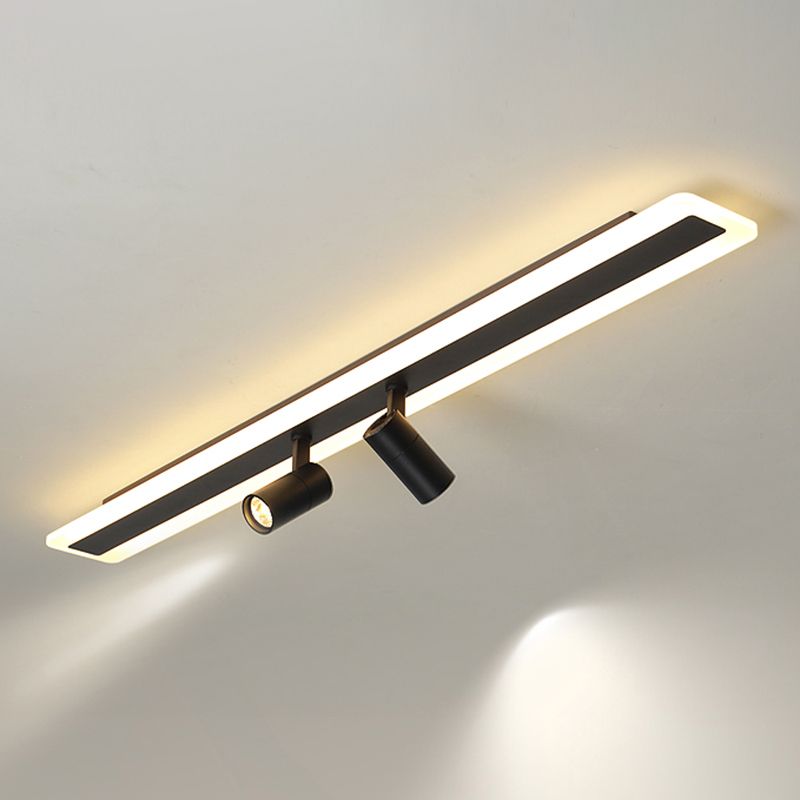 Tira de acrílico rectangular LED de montaje semi empotrado en luz de techo de metal de estilo conciso moderno para lugares comerciales