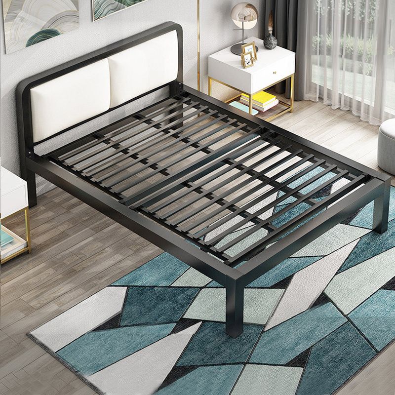 Slat Bed 36.61"H Adjustable Height with Open-Frame Upholstered Headboard