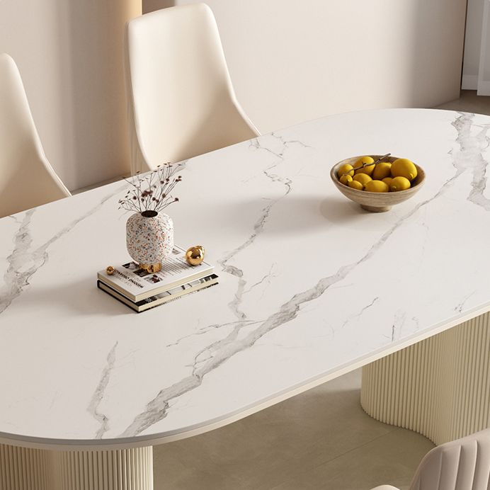 1/2/5/7 Pieces White Oval Sintered Stone Top Dining Set for Home