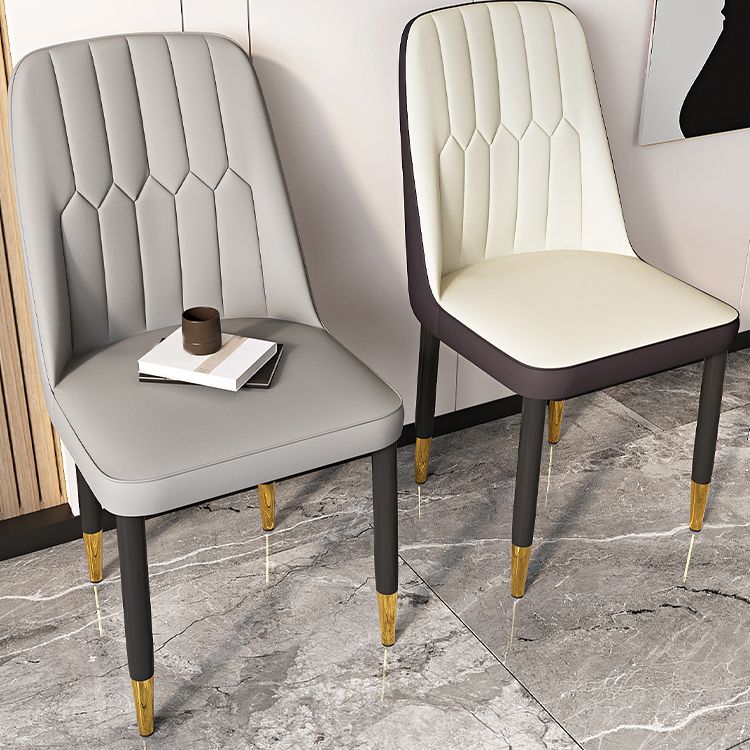 Modern Backrest Armless Cushion Chair with Metal Legs for Dining Room