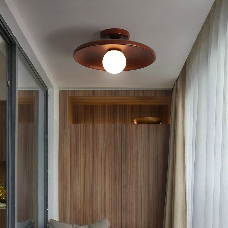 Japanese Style Wooden Ceiling Light Circle Shape Ceiling Lamp for Bedroom