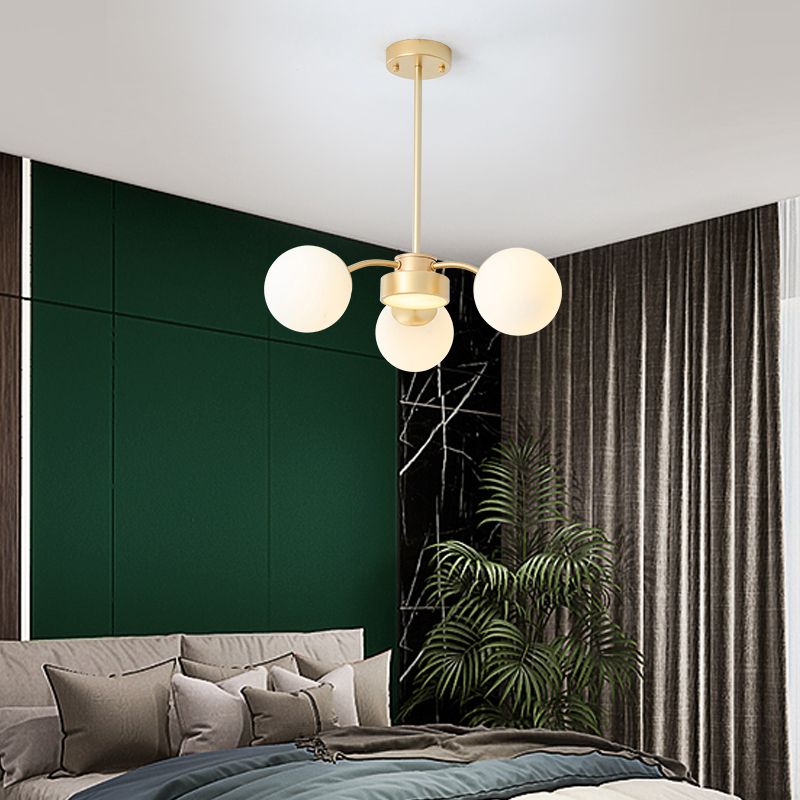 Nordic Spherical Pendant Light White Glass Hanging Light for Living Room