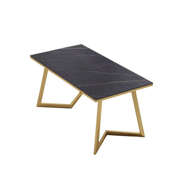 Glam Style 1/5 Pieces Dining Set Rectangle Stone Table Kitchen Set for Dining Room