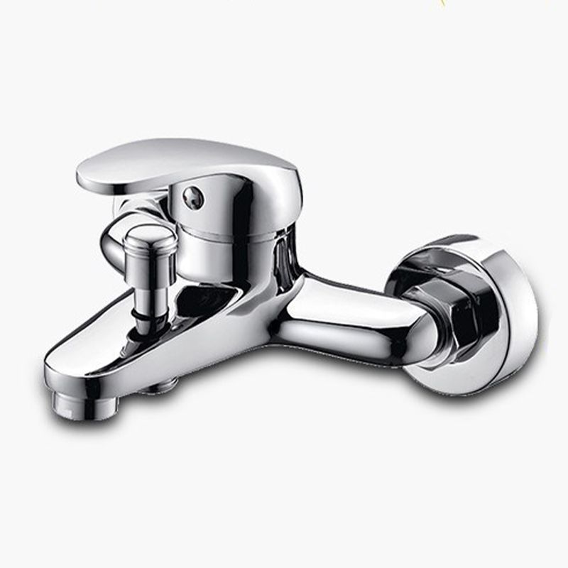 Modern Silver Tub Spout One Handle and Two Hole Brass Wall Mounted Faucet