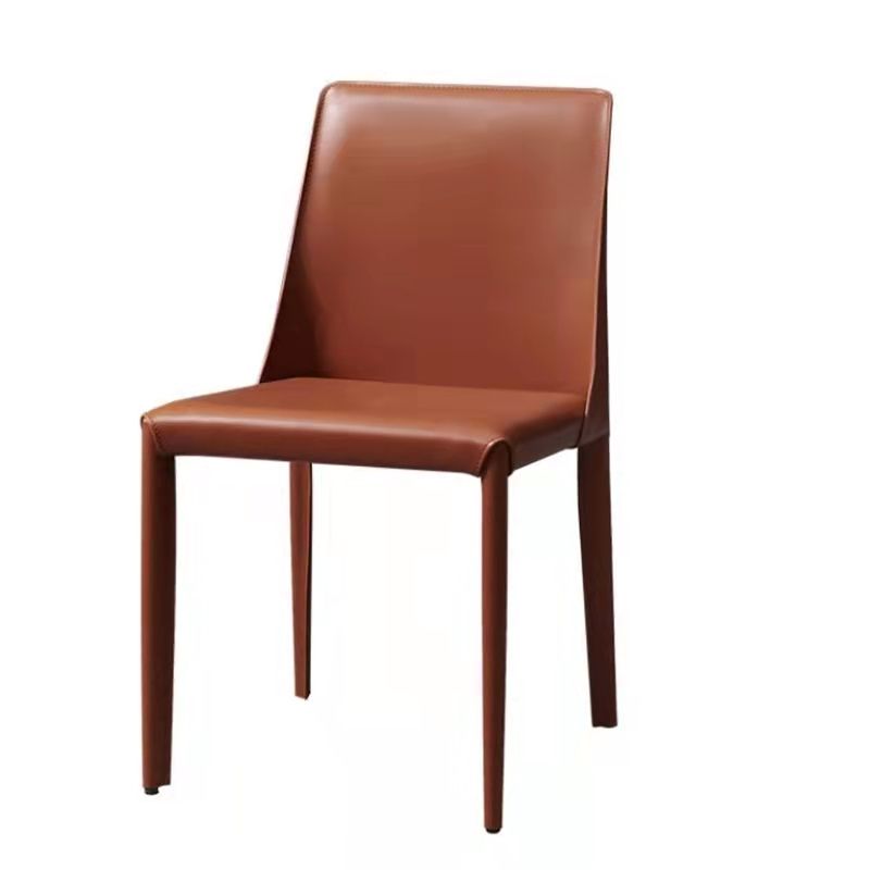 Minimalist Style Armless Solid Back Dining Side Chairs Leather Dining Chairs