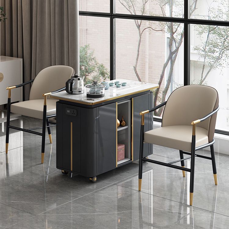 Modern Backrest Armrest Cushion Chair with Metal Legs for Living Room