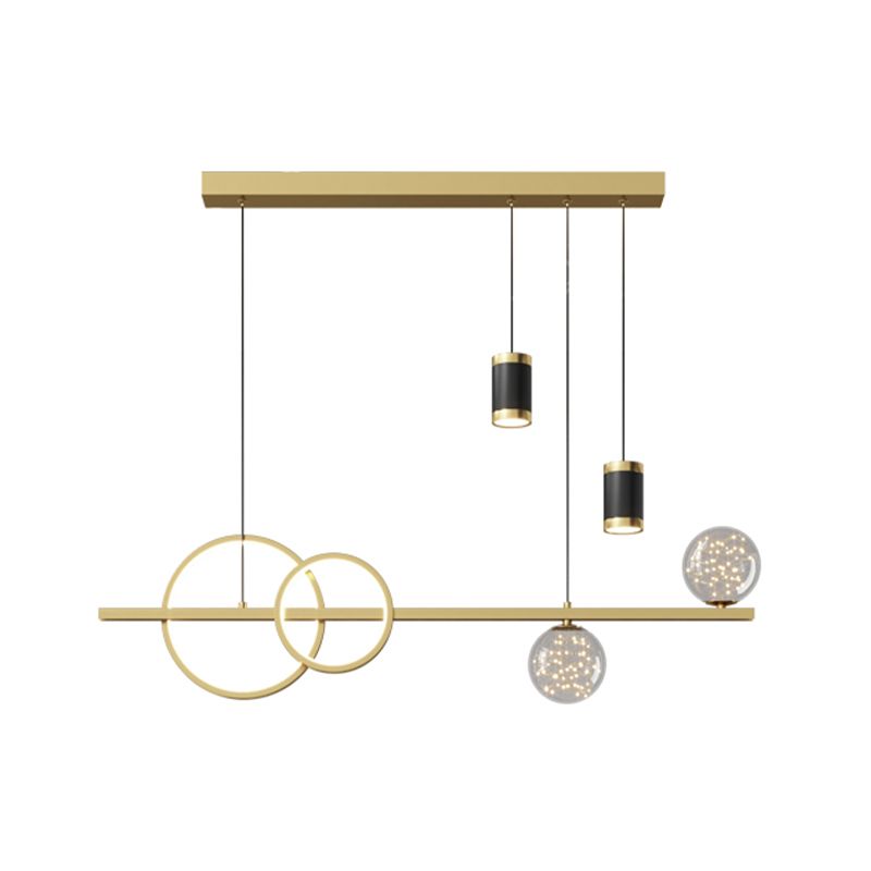 Modern Romantic Starry Island Lamp Clear Glass Dining Room LED Suspension Light