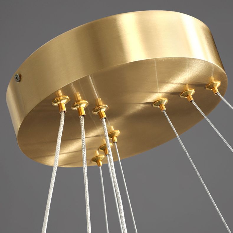 Ring Shaped Bedroom Chandelier Acrylic Minimalist LED Hanging Pendant Light in Gold