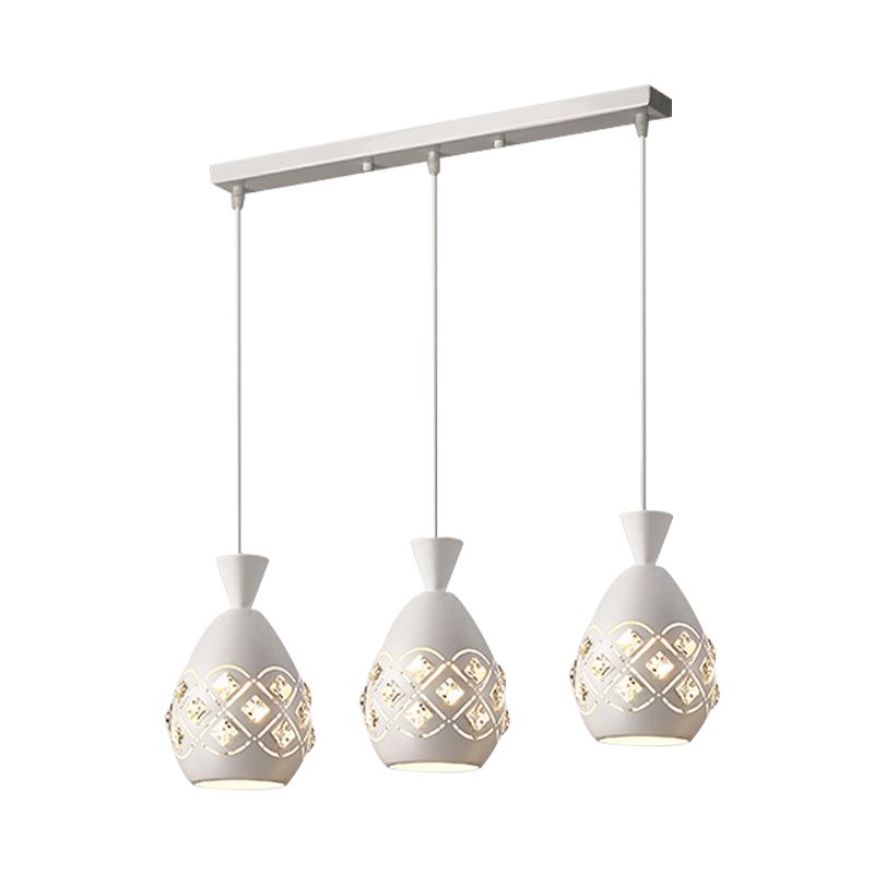 Vino bianco vino può sospensione leggero modernismo 3 lampadina in ferro lampada a soffitto multiplo con accento di cristallo
