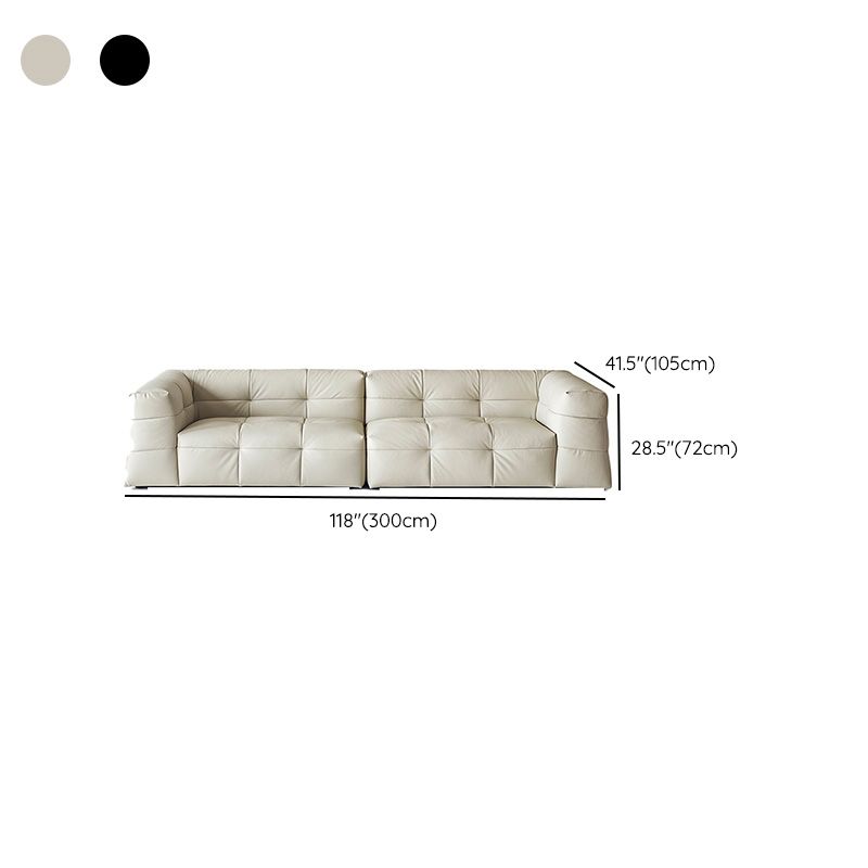 Contemporary Leather Seating Tufted Square Arm Sofa for Living Room