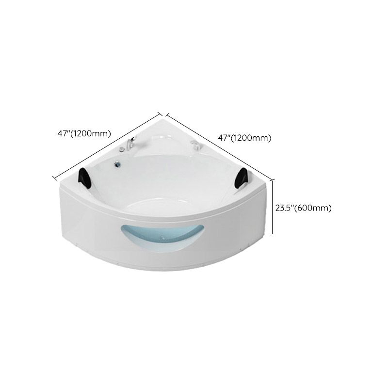 Contemporary Acrylic Corner Bath Tub White Tub with Internal Drain