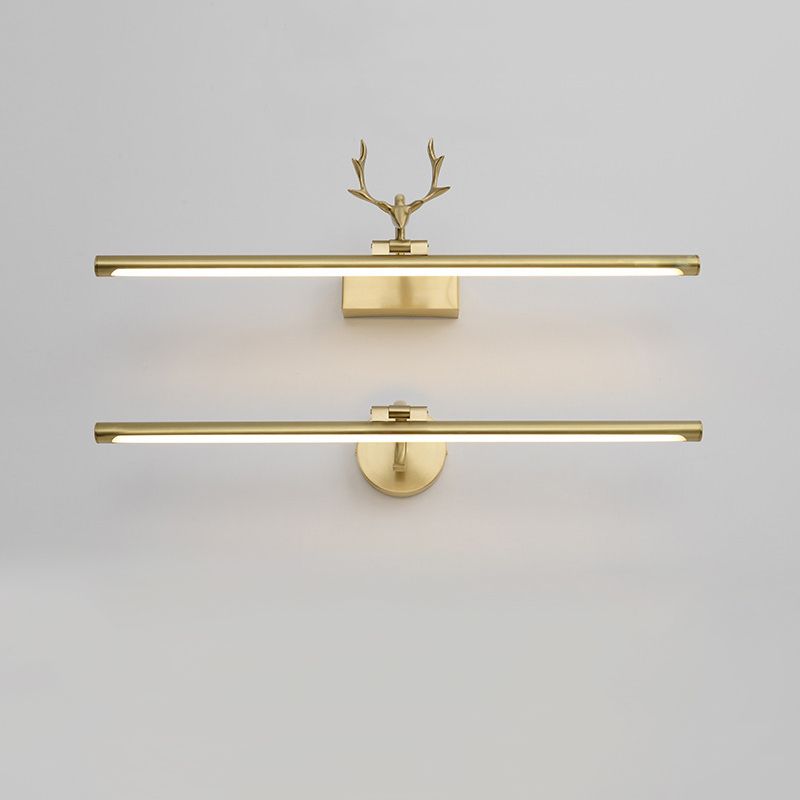Linear 1-Light Wall Mounted Light Fixture Modern Style Brass Vanity Lighting Ideas