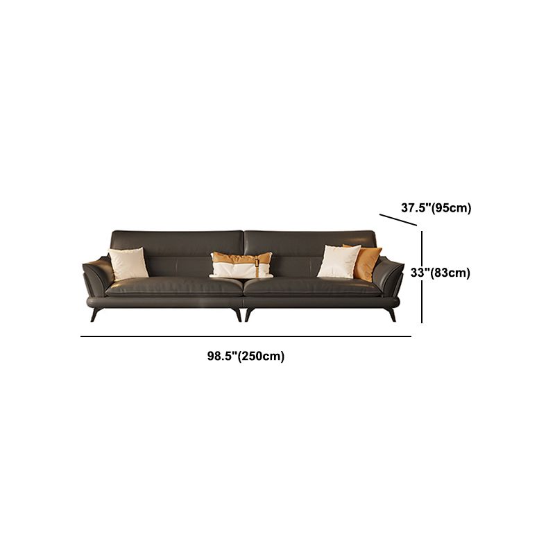 Contemporary Dark Gray Sewn Pillow Back Flared Arm Stationary Sofa