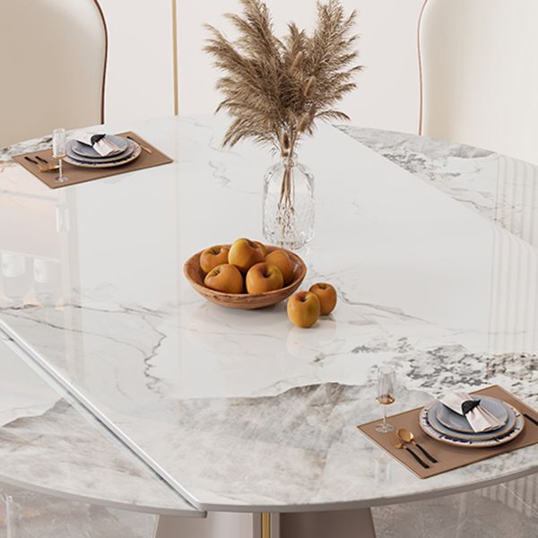 White Stone Dining Set for Home 1/5/7 Pieces Modern Foldable Dining Table Set
