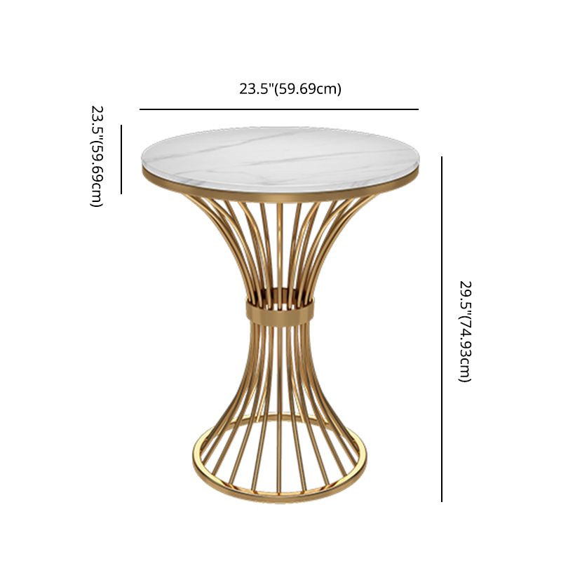 Round Scandinavian Style Dining Room Set Sintered Stone Dining Furniture Set with Metallic Base