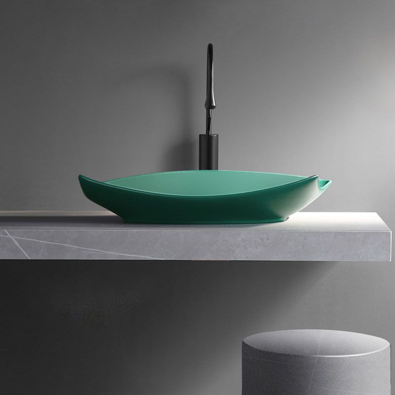 Modern Bathroom Sink Porcelain Specialty Vessel Bathroom Sink with Pop-Up Drain