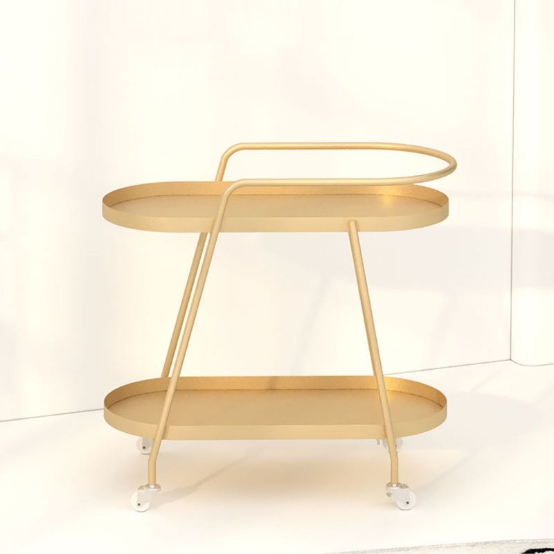 Glam Living Room Accent Side Table Double Tier Oval Metal with Shelf  Corner Table