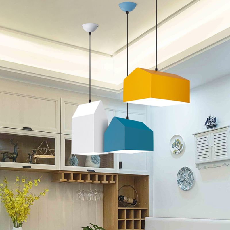 1 Light Unique Hanging Pendant Modern Macaron Style Glass Hanging Lighting for Bedroom