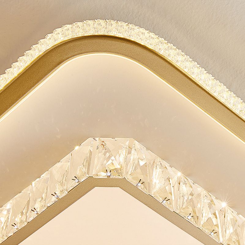Contemporary Crystal Ceiling Light Multi-Layer LED Flush Mount Light for Living Room