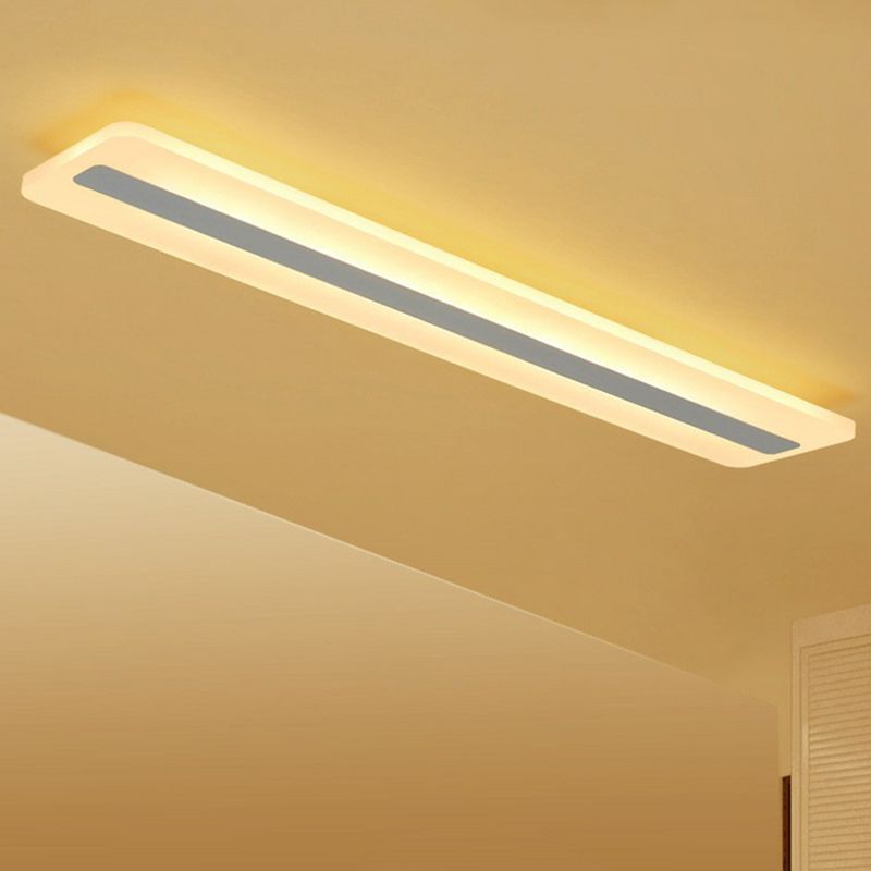 Semplicità Rectangle LED Flush Mount Light Acrylic Living Room Flush Mount Ceiling Light in White