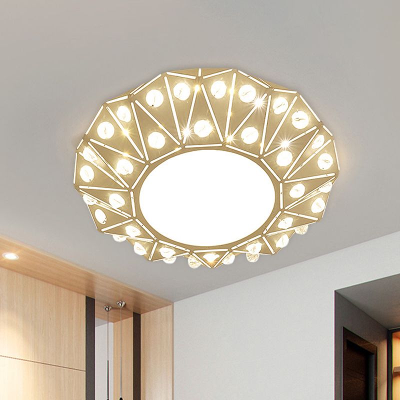 Cut Crystal Clear Ceiling Light Laser Cut Round Small Entryway LED Flush Mount Lighting Fixture