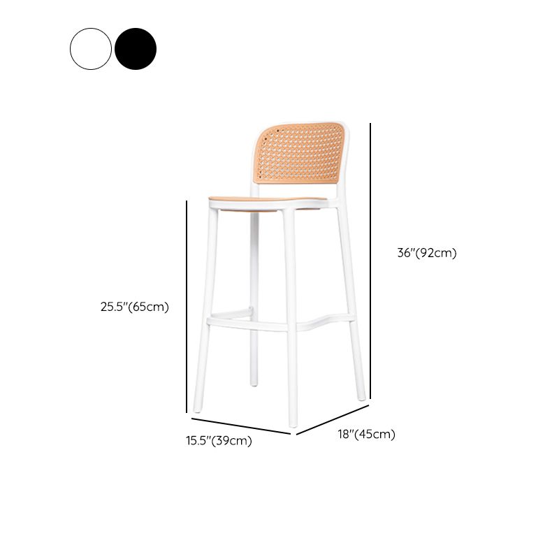 Modern Style Backrest Counter Stool with Metal Base and 4 Legs