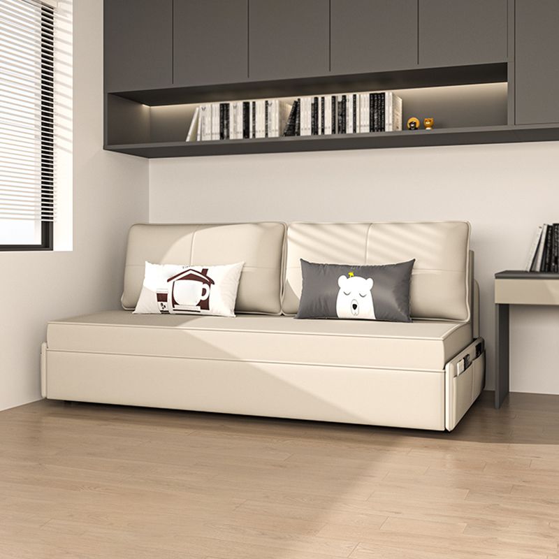 Bonded Leather Scandinavian Sofa Bed Armless White Convertible Sofas
