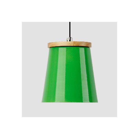 Metallic Bucket Shape Suspension Light Kitchen Dining Room One Light Modern Pendant Light