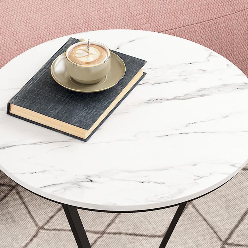 23.6" Tall Modernistic Round Side End Table Metal X-base End Table