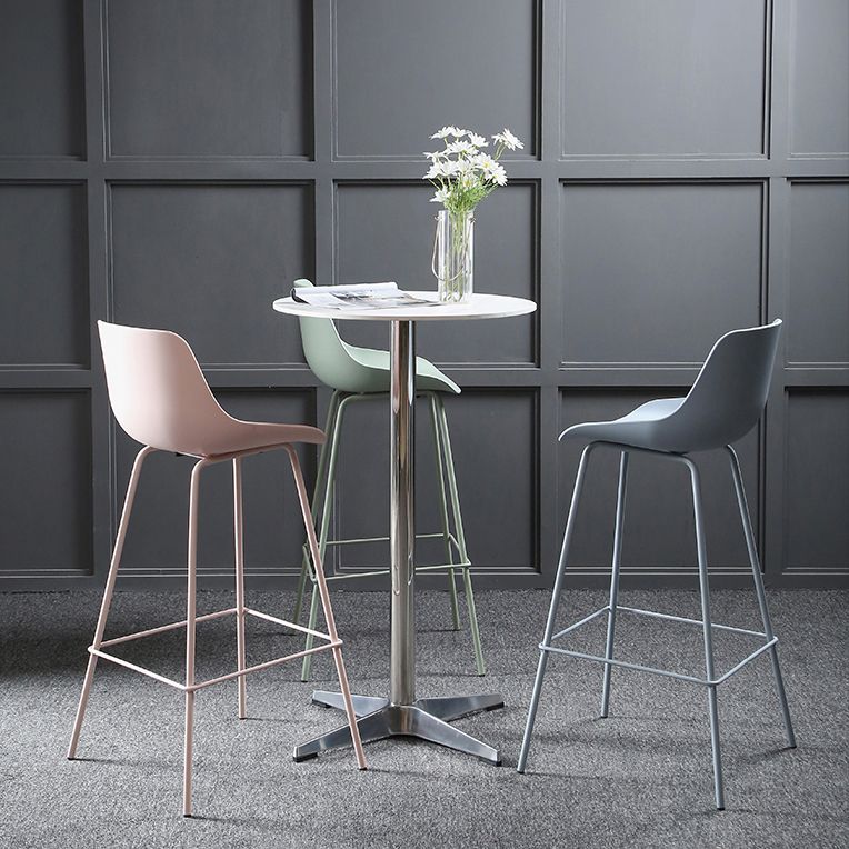 Nordic Plastic Bar Stool Low Back Counter Bar Stool with Metal Legs for Home