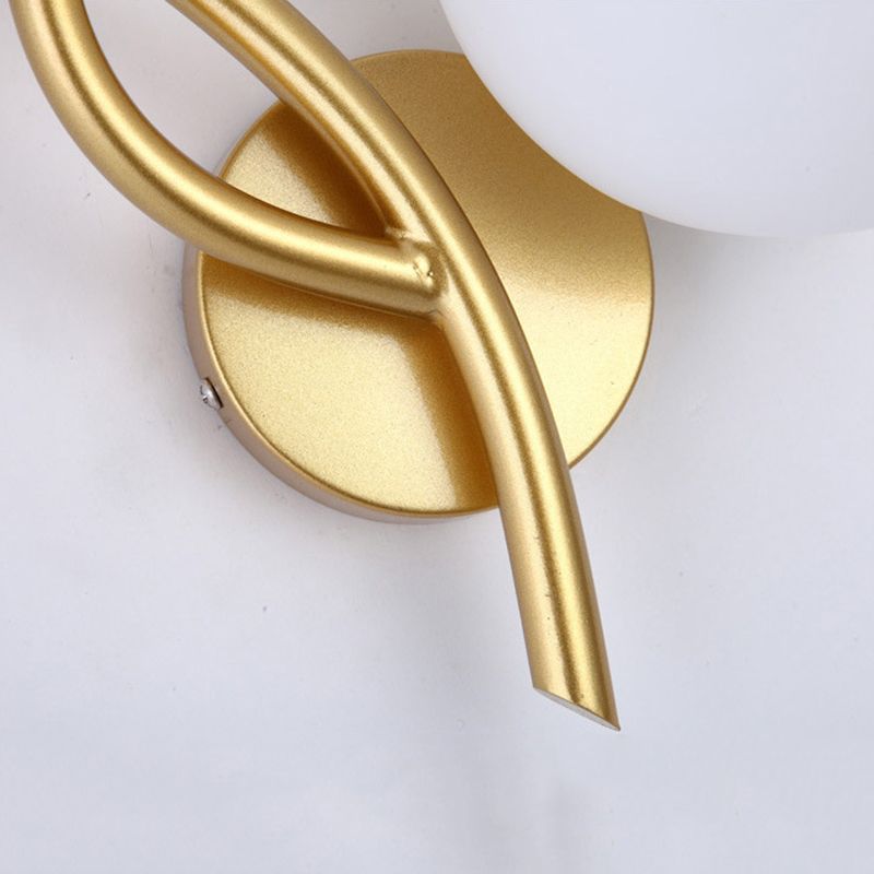 2-Light Glass Wall Lamp in Modern Creative Style Wrought Iron Wall Sconce for Interior Spaces