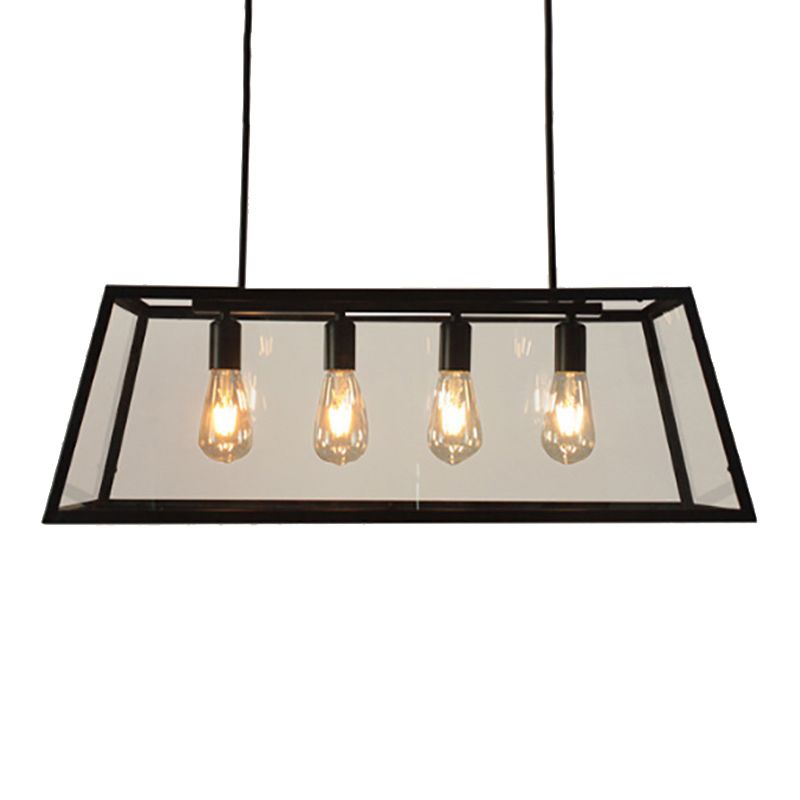 Industrial Trapezoid Island Pendant Lights Metal Multiple-Light Island Pendant Lighting