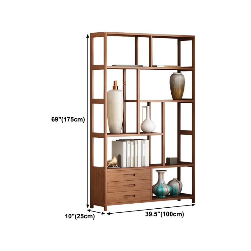 Etagere Shelf Bookcase Brown Vertical Bookshelf for Home Office