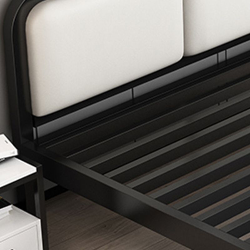 Glam Metal Upholstered Panel Headboard Rectangular Standard Bed