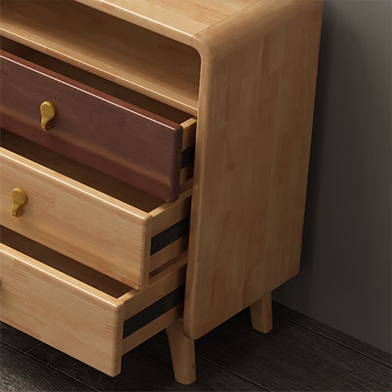 Modern Chest Rectangle with Drawer Solid Wood Squared Legs Accent Chest
