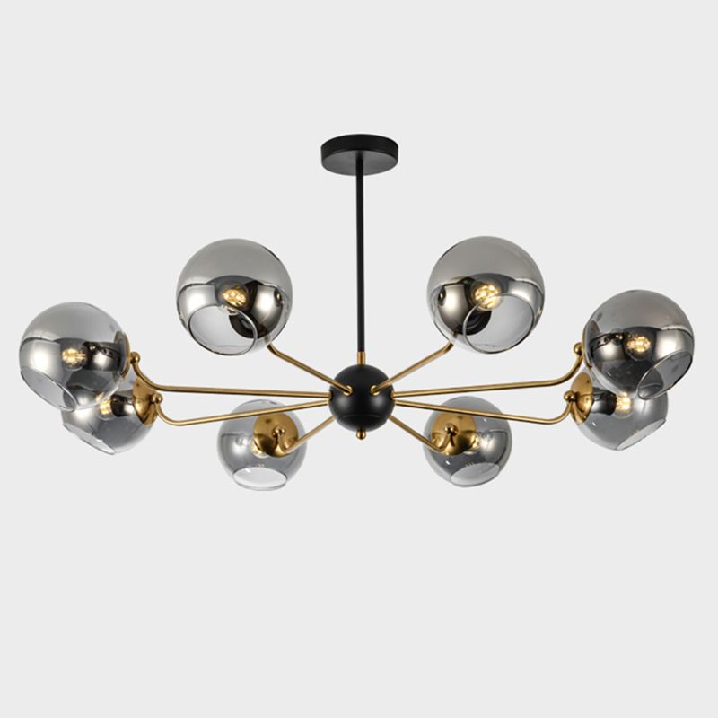 Eenvoud Kroonluchter Lichte bevestiging met bolvormige glazen schaduw metalen hangende plafondlampen