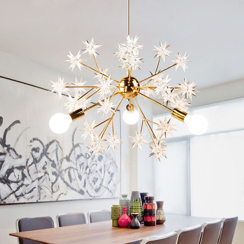 Candelier contemporáneo Candelier Luz Led de cristal Led colgante de techo en oro