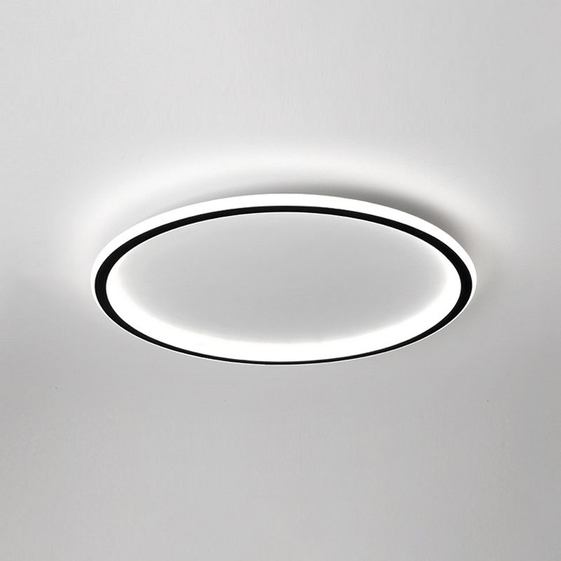 Contemporary Round Flush Light Metal 1 Light Flush Mount Ceiling Fixture in Black