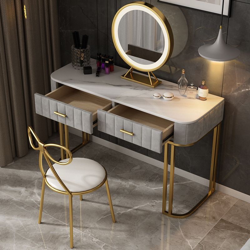 Make-up Vanity With Drawer Marble Glam Bedroom Double Drawers