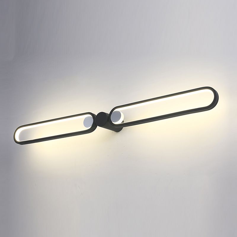 Linear Shade Metal Wall Sconce Modern Style 2 Lights Wall Mount Light in Black
