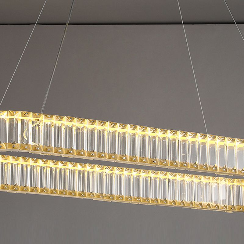 Crystal Oval Island Lighting Contemporary Minimalism LED Living Room Chandelier Lighting